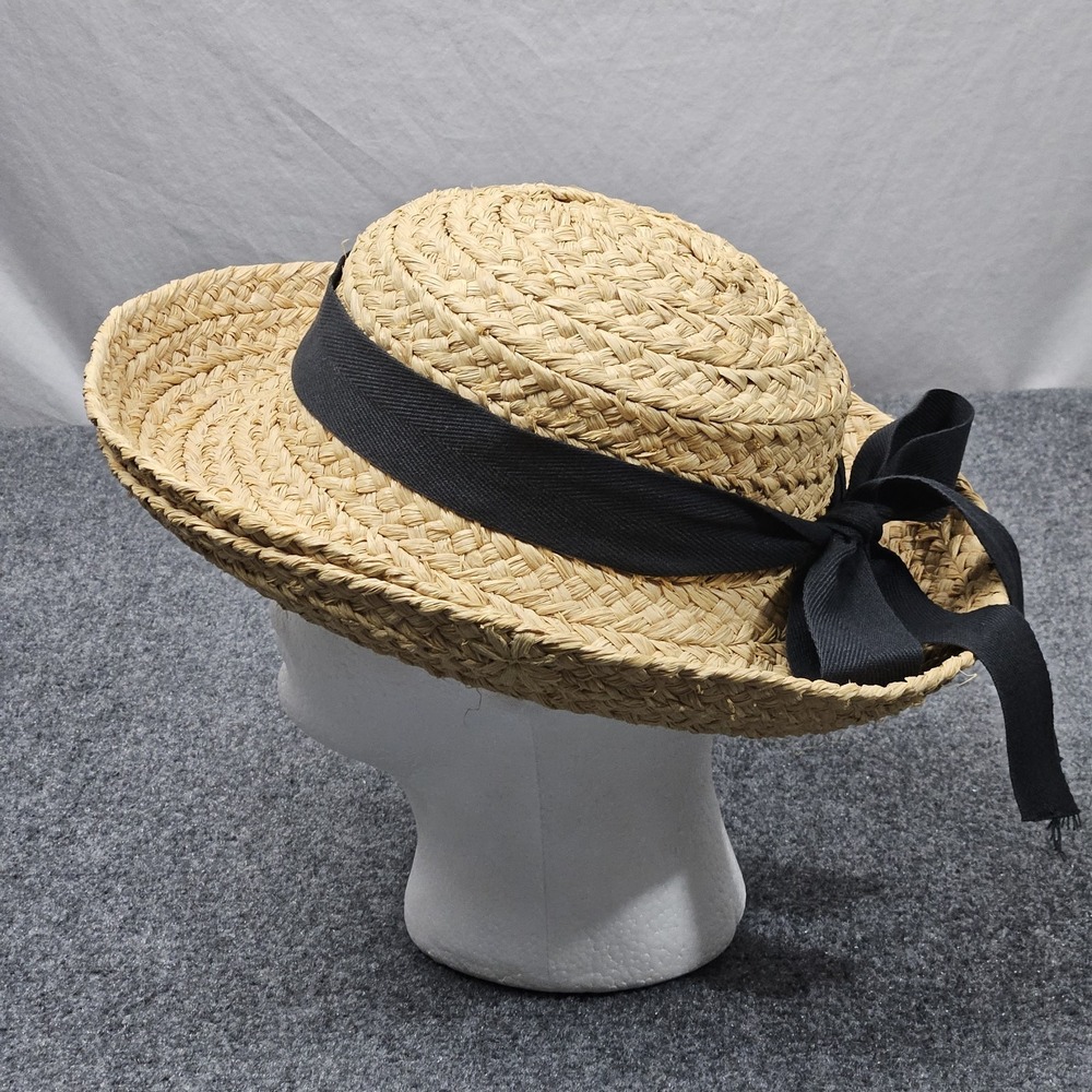 Helen Kaminski Straw Hat Tan Woven Raffia Wide Brim Classic Coastal Summer - Picture 4 of 7